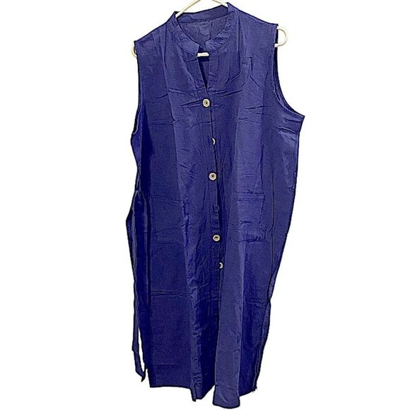 Shirt Dress Womens XXL New Buttoned Belted Sleeveless with Pockets Classic - Picture 5 of 10